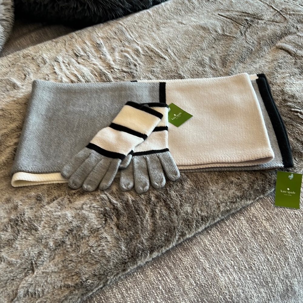 Kate Spade Color Block Scarf & Gloves NWT